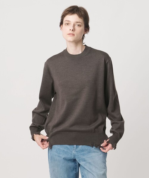 LOEFF（ロエフ）の「＜LOEFF＞ダメージ ニット プルオーバー UNISEX（ニット/セーター・レディース・ブラック/ネイビー/ブラウン系・2/1/0）」の2枚目の写真