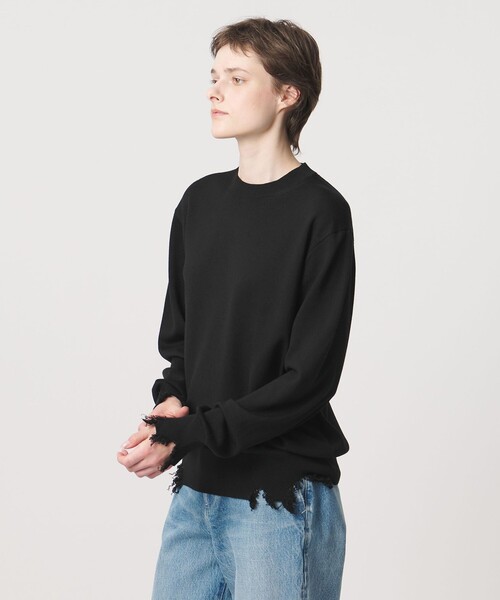 LOEFF（ロエフ）の「＜LOEFF＞ダメージ ニット プルオーバー UNISEX（ニット/セーター・レディース・ブラック/ネイビー/ブラウン系・2/1/0）」の4枚目の写真