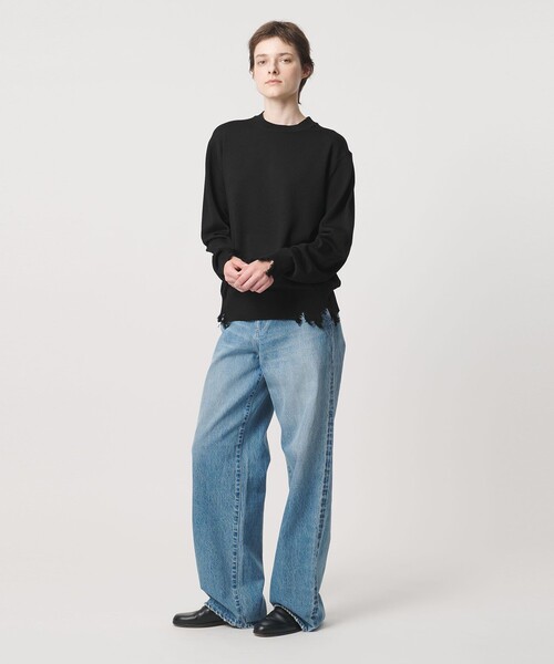 LOEFF（ロエフ）の「＜LOEFF＞ダメージ ニット プルオーバー UNISEX（ニット/セーター・レディース・ブラック/ネイビー/ブラウン系・2/1/0）」の5枚目の写真