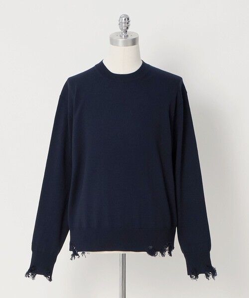 LOEFF(ロエフ)の「<LOEFF>ダメージ ニット プルオーバー UNISEX(ニット/セーター・レディース・ブラック/ネイビー/ブラウン系・2/1/0)」の9枚目の写真