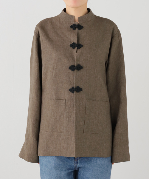 journal standard L'essage(ジャーナルスタンダードレサージュ)の「ROHE/ローエ Mandarin linen jacket ジャケット(その他アウター・レディース・ブラウン・36)」の1枚目の写真
