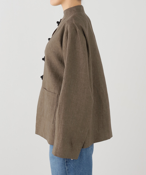journal standard L'essage(ジャーナルスタンダードレサージュ)の「ROHE/ローエ Mandarin linen jacket ジャケット(その他アウター・レディース・ブラウン・36)」の2枚目の写真