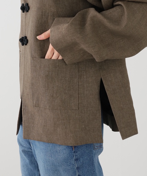 journal standard L'essage(ジャーナルスタンダードレサージュ)の「ROHE/ローエ Mandarin linen jacket ジャケット(その他アウター・レディース・ブラウン・36)」の5枚目の写真