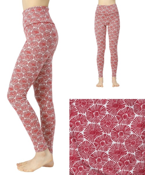 OLD BETTY'S(オールドベティーズ)の「BEPATCH ヨガパンツ (ハイウエスト柄)(レギンス/スパッツ・レディース・マスタード/レッド・FREE)」の2枚目の写真