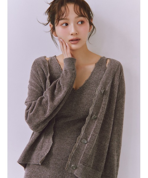 SNIDEL HOME（スナイデルホーム）の「【イフミック®】ニットカーディガン（ルームウェア/パジャマ・レディース・ピンク/アイボリー/モカ・F）」の6枚目の写真