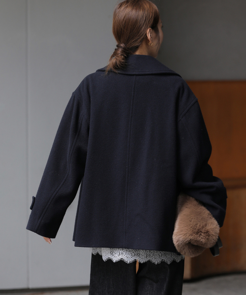 JOURNAL STANDARD relume(ジャーナルスタンダード レリューム)の「《WEB限定》尾州ウールモッサWブレストショートコート(ピーコート・レディース・ブラック/ネイビー・38/36)」の17枚目の写真