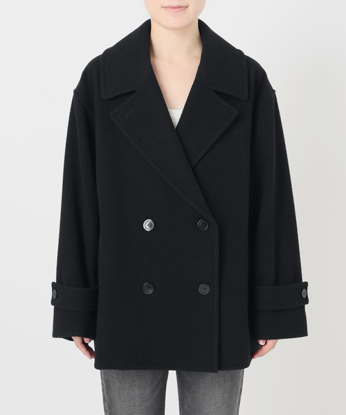 JOURNAL STANDARD relume(ジャーナルスタンダード レリューム)の「《WEB限定》尾州ウールモッサWブレストショートコート(ピーコート・レディース・ブラック/ネイビー・38/36)」の18枚目の写真