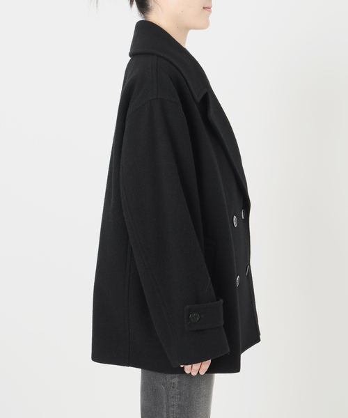JOURNAL STANDARD relume(ジャーナルスタンダード レリューム)の「《WEB限定》尾州ウールモッサWブレストショートコート(ピーコート・レディース・ブラック/ネイビー・38/36)」の21枚目の写真