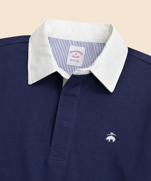 BROOKS BROTHERS(ブルックスブラザーズ)の「コットンジャージー GFロゴ ソリッド ラグビーシャツ(ポロシャツ・メンズ・ネイビー/バーガンディー・X-LARGE/SMALL/LARGE/MEDIUM)」の4枚目の写真