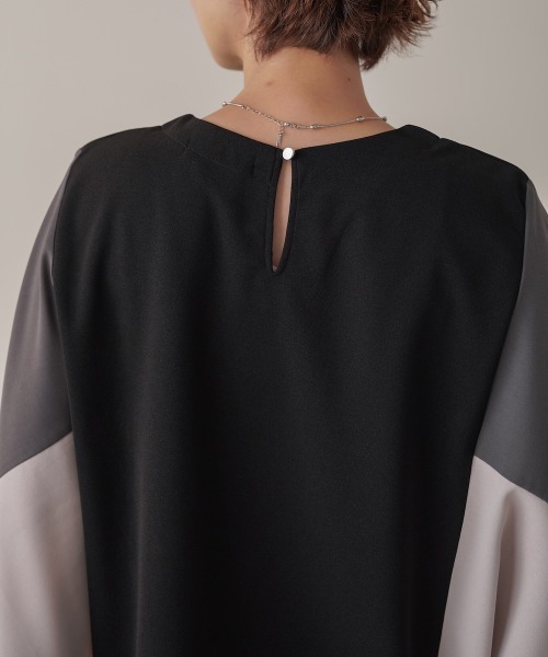 Bou Jeloud(ブージュルード)の「異素材配色ドルマンプルオーバー(Tシャツ/カットソー・レディース・ブラック/モカ・FREE)」の12枚目の写真