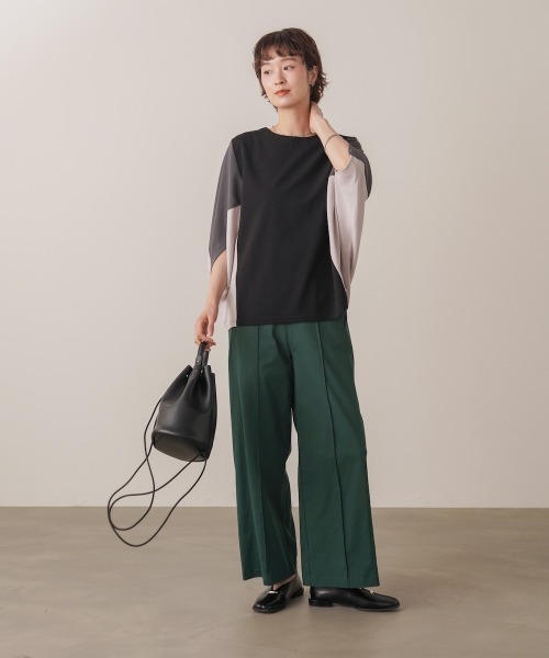 Bou Jeloud(ブージュルード)の「異素材配色ドルマンプルオーバー(Tシャツ/カットソー・レディース・ブラック/モカ・FREE)」の5枚目の写真