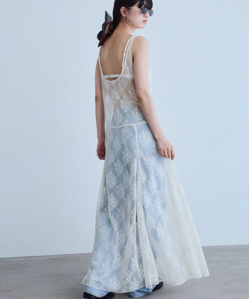CODE A(コードエー)の「UKI UKI*CODE A|veil lace dress(ワンピース・レディース・ブラック/オフホワイト/ホワイト・00)」の2枚目の写真