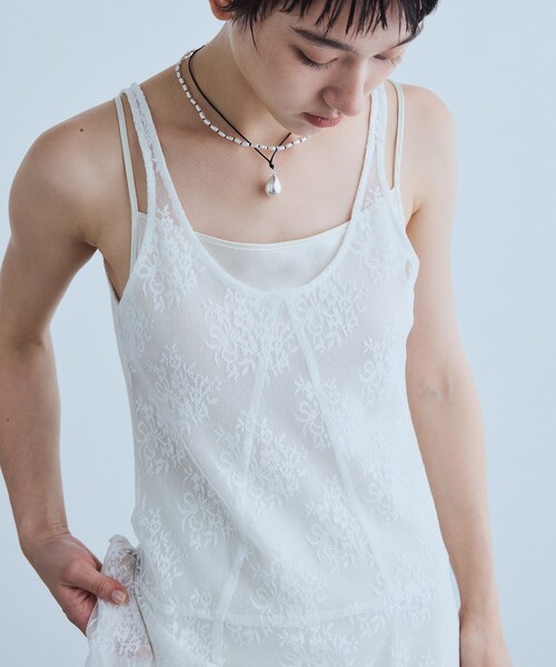 CODE A(コードエー)の「UKI UKI*CODE A|veil lace dress(ワンピース・レディース・ブラック/オフホワイト/ホワイト・00)」の8枚目の写真