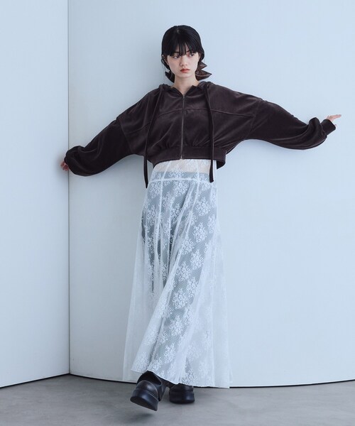 CODE A(コードエー)の「UKI UKI*CODE A|veil lace dress(ワンピース・レディース・ブラック/オフホワイト/ホワイト・00)」の12枚目の写真
