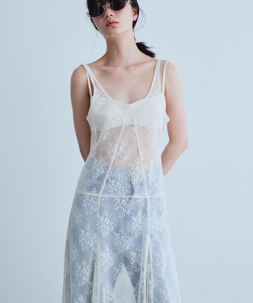 CODE A(コードエー)の「UKI UKI*CODE A|veil lace dress(ワンピース・レディース・ブラック/オフホワイト/ホワイト・00)」の14枚目の写真