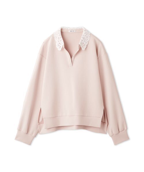 FRAY I.D(フレイアイディー)の「【ウォッシャブル】レースカラーポンチスウェットプルオーバー(Tシャツ/カットソー・レディース・イエロー/ピンク/アイボリー/チャコールグレー・F)」の4枚目の写真
