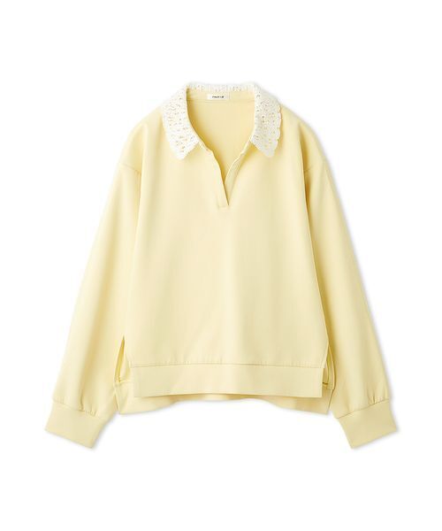 FRAY I.D(フレイアイディー)の「【ウォッシャブル】レースカラーポンチスウェットプルオーバー(Tシャツ/カットソー・レディース・イエロー/ピンク/アイボリー/チャコールグレー・F)」の3枚目の写真