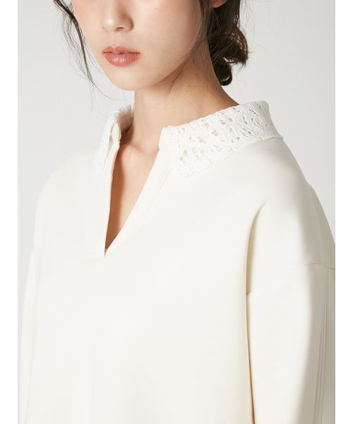 FRAY I.D(フレイアイディー)の「【ウォッシャブル】レースカラーポンチスウェットプルオーバー(Tシャツ/カットソー・レディース・イエロー/ピンク/アイボリー/チャコールグレー・F)」の15枚目の写真