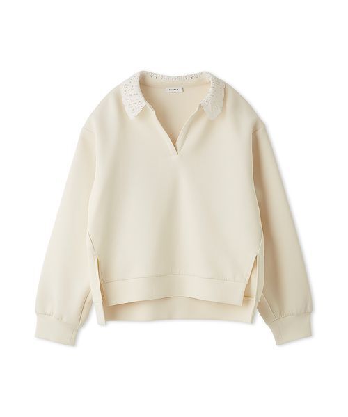 FRAY I.D(フレイアイディー)の「【ウォッシャブル】レースカラーポンチスウェットプルオーバー(Tシャツ/カットソー・レディース・イエロー/ピンク/アイボリー/チャコールグレー・F)」の13枚目の写真