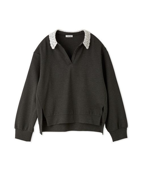 FRAY I.D(フレイアイディー)の「【ウォッシャブル】レースカラーポンチスウェットプルオーバー(Tシャツ/カットソー・レディース・イエロー/ピンク/アイボリー/チャコールグレー・F)」の14枚目の写真