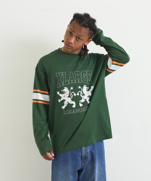 XLARGE(エクストララージ)の「FOOTBALL L/S TOP(Tシャツ/カットソー・メンズ・ホワイト/ネイビー/ブラック/グリーン・S/XL/L/M)」の7枚目の写真