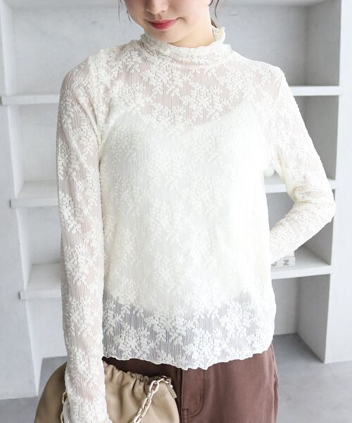 le.coeur blanc(ルクールブラン)の「レースタートル(Tシャツ/カットソー・レディース・ブラック/オフホワイト・38)」の5枚目の写真