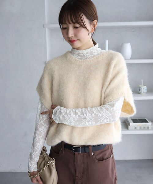 le.coeur blanc(ルクールブラン)の「レースタートル(Tシャツ/カットソー・レディース・ブラック/オフホワイト・38)」の9枚目の写真