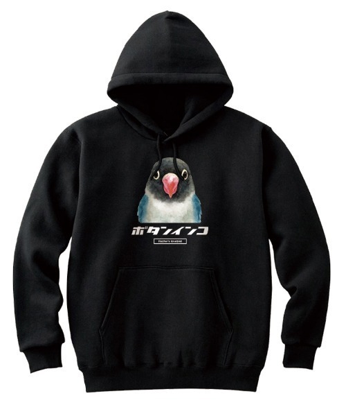 Moftique(モフティック)の「Moftique(モフティック) プルパーカー スウェット 裏毛 ボタンインコ 鳥 ペット アニマル プリント トップス メンズ ユニセックス(パーカー・メンズ・ホワイト/ブラック/ヘザーグレー・M/L/XL)」の1枚目の写真
