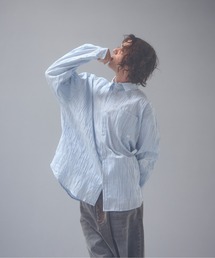 ADAMPTEK/stitched calm pinchstripe shirt/ストライプシャツ