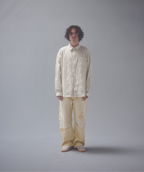 ADAM PATEK（アダムパテック）の「ADAMPTEK/stitched calm pinchstripe shirt/ストライプシャツ（シャツ/ブラウス・メンズ・ホワイト/ブルー・1/2）」の10枚目の写真