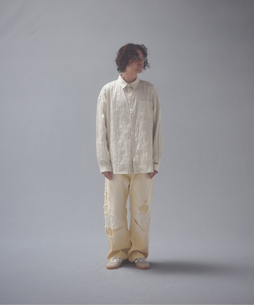 ADAM PATEK（アダムパテック）の「ADAMPTEK/stitched calm pinchstripe shirt/ストライプシャツ（シャツ/ブラウス・メンズ・ホワイト/ブルー・1/2）」の11枚目の写真