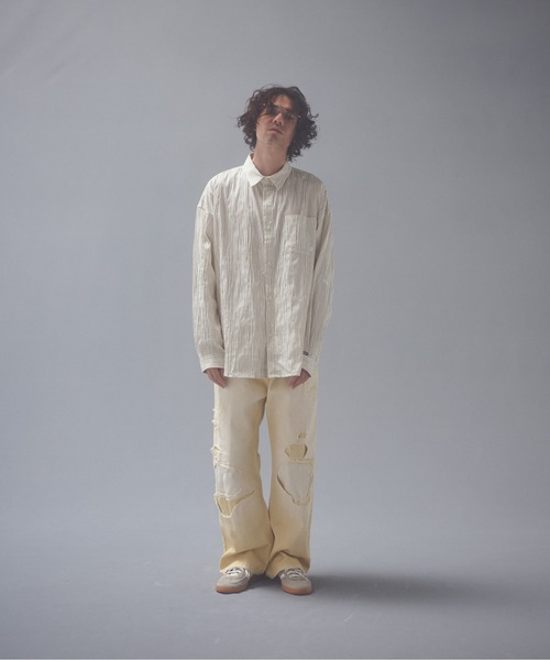 ADAM PATEK（アダムパテック）の「ADAMPTEK/stitched calm pinchstripe shirt/ストライプシャツ（シャツ/ブラウス・メンズ・ホワイト/ブルー・1/2）」の12枚目の写真