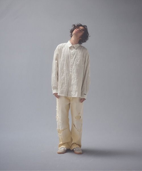 ADAM PATEK（アダムパテック）の「ADAMPTEK/stitched calm pinchstripe shirt/ストライプシャツ（シャツ/ブラウス・メンズ・ホワイト/ブルー・1/2）」の13枚目の写真