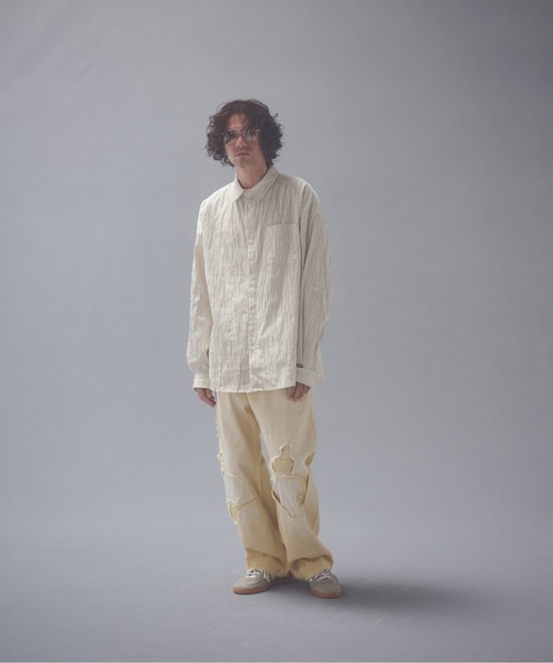 ADAM PATEK（アダムパテック）の「ADAMPTEK/stitched calm pinchstripe shirt/ストライプシャツ（シャツ/ブラウス・メンズ・ホワイト/ブルー・1/2）」の14枚目の写真