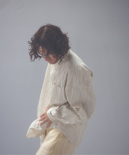 ADAM PATEK（アダムパテック）の「ADAMPTEK/stitched calm pinchstripe shirt/ストライプシャツ（シャツ/ブラウス・メンズ・ホワイト/ブルー・1/2）」の15枚目の写真