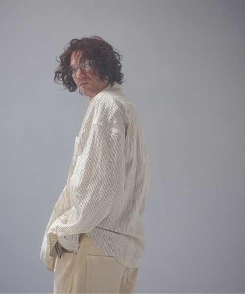 ADAM PATEK（アダムパテック）の「ADAMPTEK/stitched calm pinchstripe shirt/ストライプシャツ（シャツ/ブラウス・メンズ・ホワイト/ブルー・1/2）」の16枚目の写真