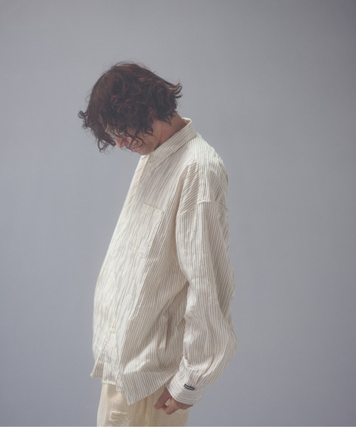ADAM PATEK（アダムパテック）の「ADAMPTEK/stitched calm pinchstripe shirt/ストライプシャツ（シャツ/ブラウス・メンズ・ホワイト/ブルー・1/2）」の17枚目の写真