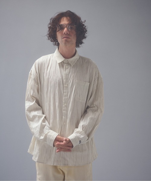 ADAM PATEK（アダムパテック）の「ADAMPTEK/stitched calm pinchstripe shirt/ストライプシャツ（シャツ/ブラウス・メンズ・ホワイト/ブルー・1/2）」の18枚目の写真