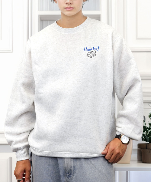 Ammie(アミー)の「刺繍ワンポイントスウェットトレーナー(スウェット・メンズ・ホワイト系9/ブラック系8/ホワイト系8/ブラック系9・LL/L/M)」の10枚目の写真