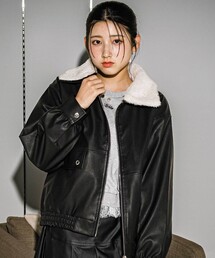 ZIDDY（ジディ）の「2WAYファー襟フェイクレザーブルゾン(130~160cm)（ブルゾン）」