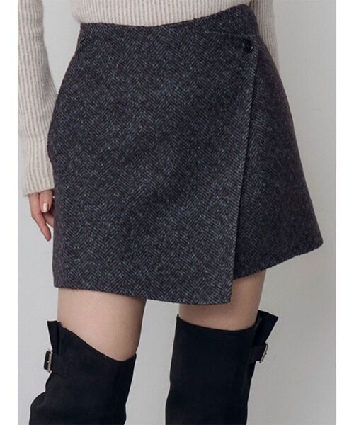 MURUA(ムルーア)の「【セットアップ対応】ヘリンボンミニスカート 冬服(スカート・レディース・パープル/ブラック・2/1)」の2枚目の写真