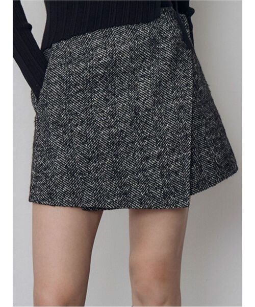MURUA(ムルーア)の「【セットアップ対応】ヘリンボンミニスカート 冬服(スカート・レディース・パープル/ブラック・2/1)」の1枚目の写真