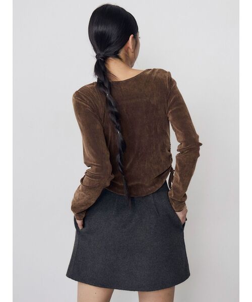 MURUA(ムルーア)の「【セットアップ対応】ヘリンボンミニスカート 冬服(スカート・レディース・パープル/ブラック・2/1)」の5枚目の写真