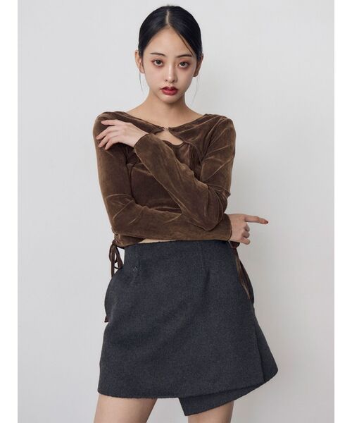 MURUA(ムルーア)の「【セットアップ対応】ヘリンボンミニスカート 冬服(スカート・レディース・パープル/ブラック・2/1)」の8枚目の写真