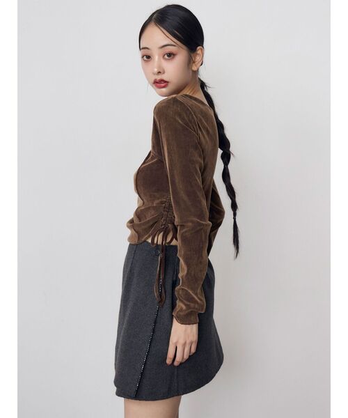 MURUA(ムルーア)の「【セットアップ対応】ヘリンボンミニスカート 冬服(スカート・レディース・パープル/ブラック・2/1)」の9枚目の写真