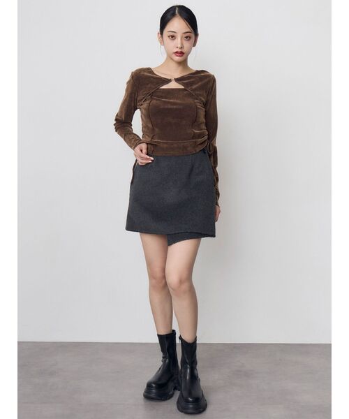 MURUA(ムルーア)の「【セットアップ対応】ヘリンボンミニスカート 冬服(スカート・レディース・パープル/ブラック・2/1)」の10枚目の写真