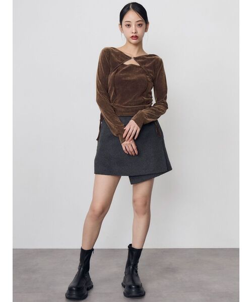 MURUA(ムルーア)の「【セットアップ対応】ヘリンボンミニスカート 冬服(スカート・レディース・パープル/ブラック・2/1)」の11枚目の写真