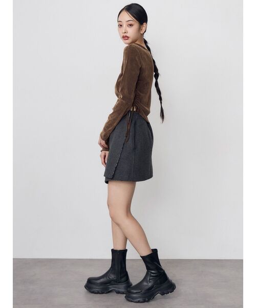 MURUA(ムルーア)の「【セットアップ対応】ヘリンボンミニスカート 冬服(スカート・レディース・パープル/ブラック・2/1)」の12枚目の写真