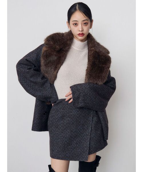 MURUA(ムルーア)の「【セットアップ対応】ヘリンボンミニスカート 冬服(スカート・レディース・パープル/ブラック・2/1)」の14枚目の写真