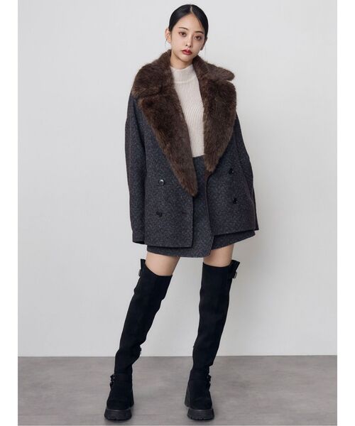 MURUA(ムルーア)の「【セットアップ対応】ヘリンボンミニスカート 冬服(スカート・レディース・パープル/ブラック・2/1)」の15枚目の写真